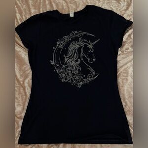 Dark Blue Unicorn Graphic Women's Top